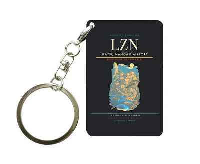 Matsu Nangan Airport (LZN) design on black key chain