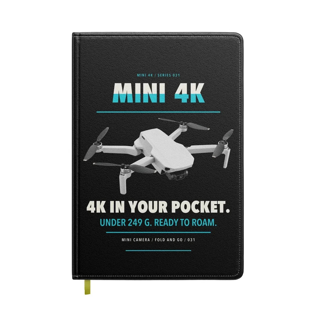 DJI Mini 4K design on black notebook