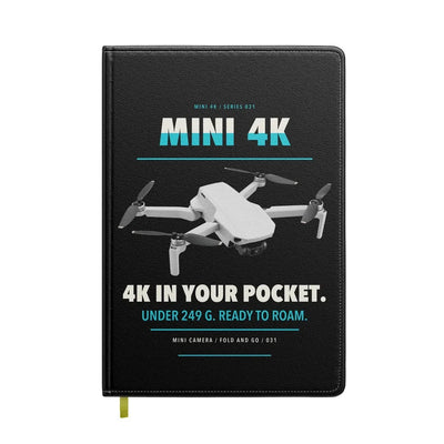 DJI Mini 4K design on black notebook