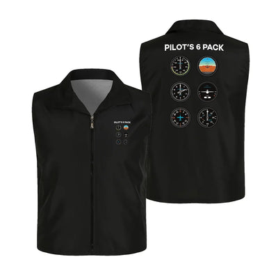 Pilot's 6 Pack Thin Style aviation design printed on lightweight shell with sleeveless design thin vest.