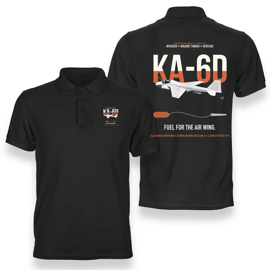 KA-6D Intruder design on black double-side polo t-shirt, double-side print