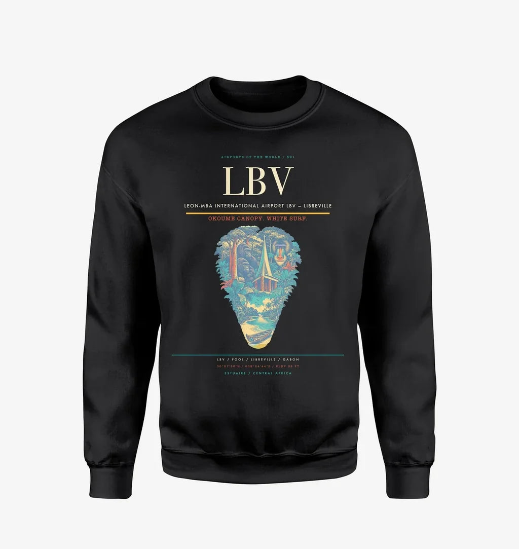 Leon-Mba International Airport (LBV) design on black sweatshirt