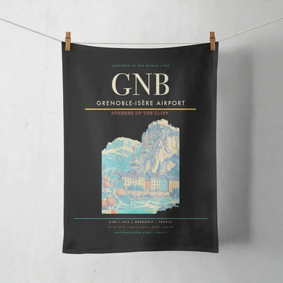 Grenoble-Isère Airport (GNB) design on black towel