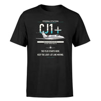 Thumbnail for Cessna Citation CJ1+ design on black double-side t-shirt, single-side print