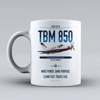 Thumbnail for Socata TBM 850 design on white ceramic mug, double-side print