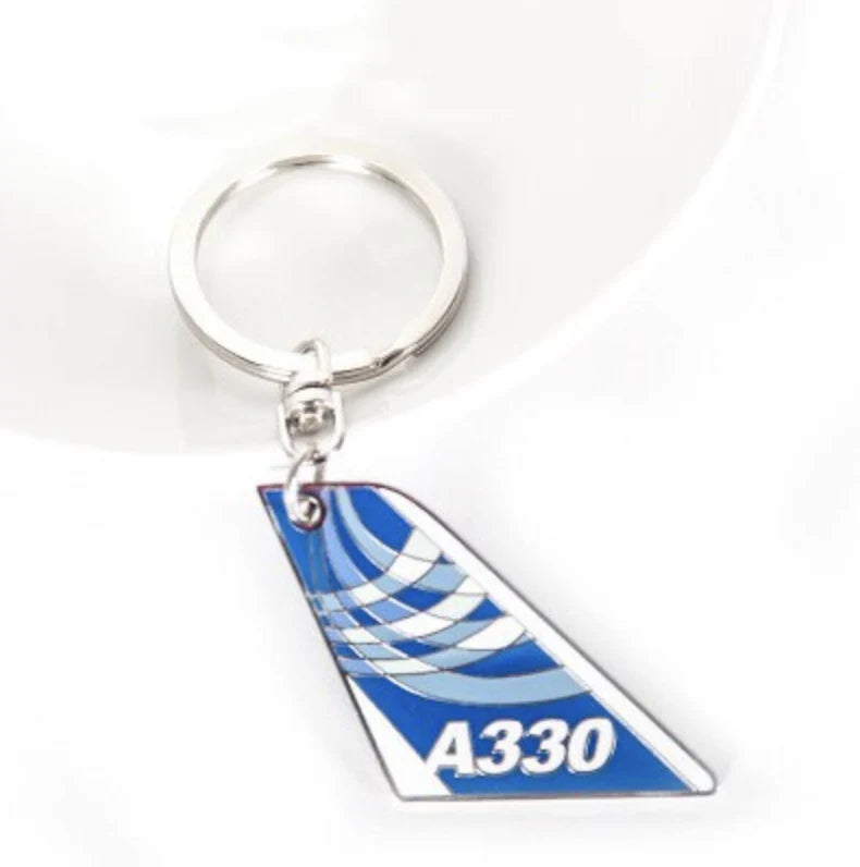 Colourful Airbus A330 aviation themed aviator-crafted key chain, polished metal alloy.