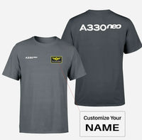 Thumbnail for A330neo & Text aviation design printed on soft cotton double-side print T-shirt.