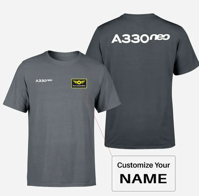 A330neo & Text aviation design printed on soft cotton double-side print T-shirt.