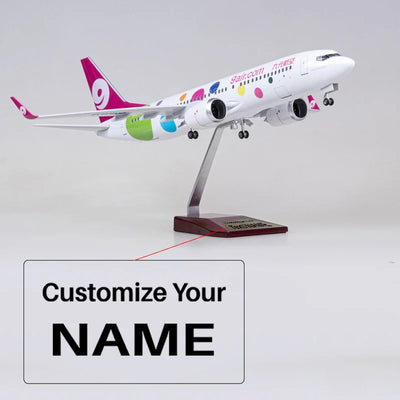 Side view of 9air Boeing 737-800 (Special Edition 47CM) Airplane Model aviation LED model airplane in diecast metal with LED.