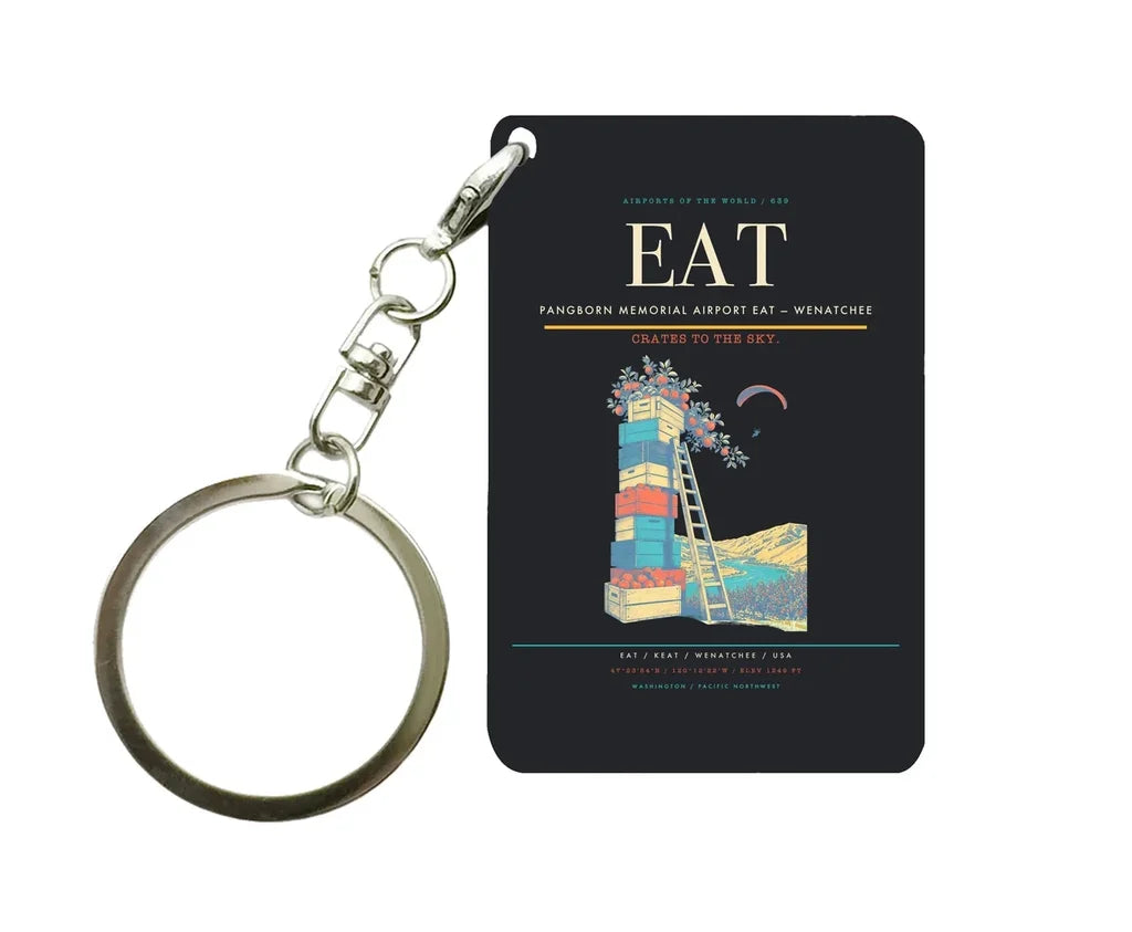 Pangborn Memorial Airport (EAT) design on black key chain