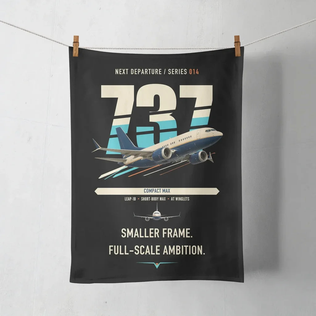 Boeing 737 MAX 7 design on black towel