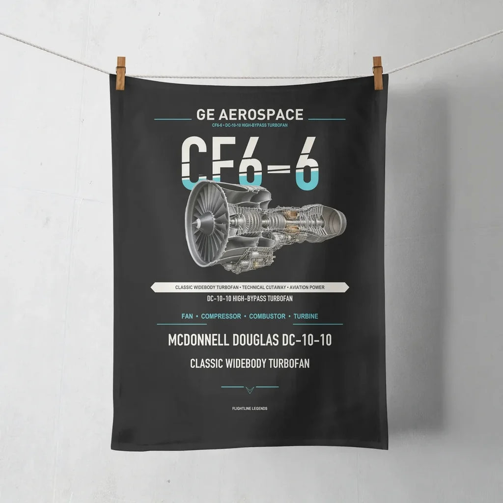 CF6-6 design on black towel
