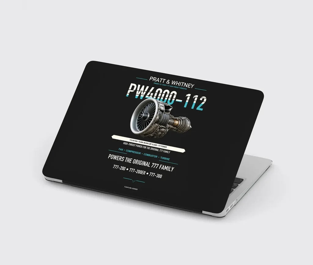 PW4000-112 design on black MacBook case