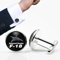 Thumbnail for The McDonnell Douglas F18 aviation cuff links, polished metal body with engraved detail.