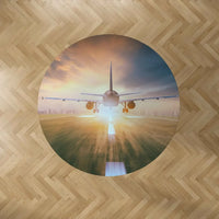 Thumbnail for Airplane Flying Over Runway Carpet & Floor Mats (Round) aviation print round carpet floor mat, durable carpet pile with non-s.