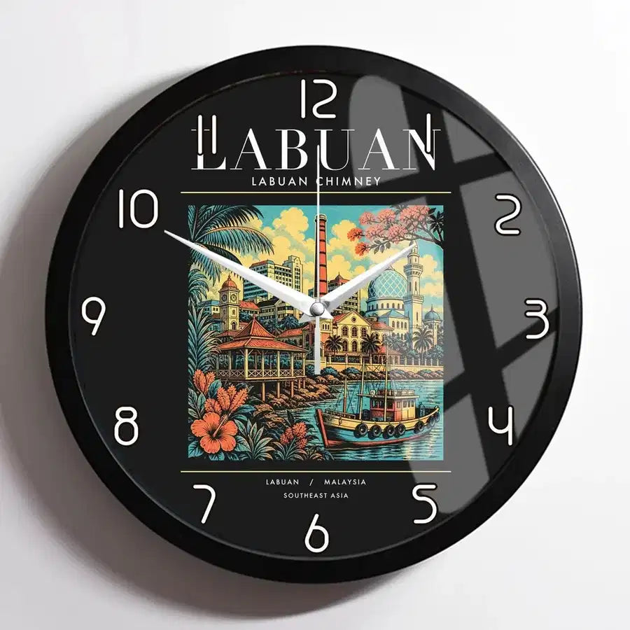 LABUAN - Poster - Wall Clock Framed - Black