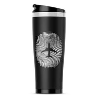 Thumbnail for Aviation Finger Print aviation design on travel mug no-holder, insulated double-wall.