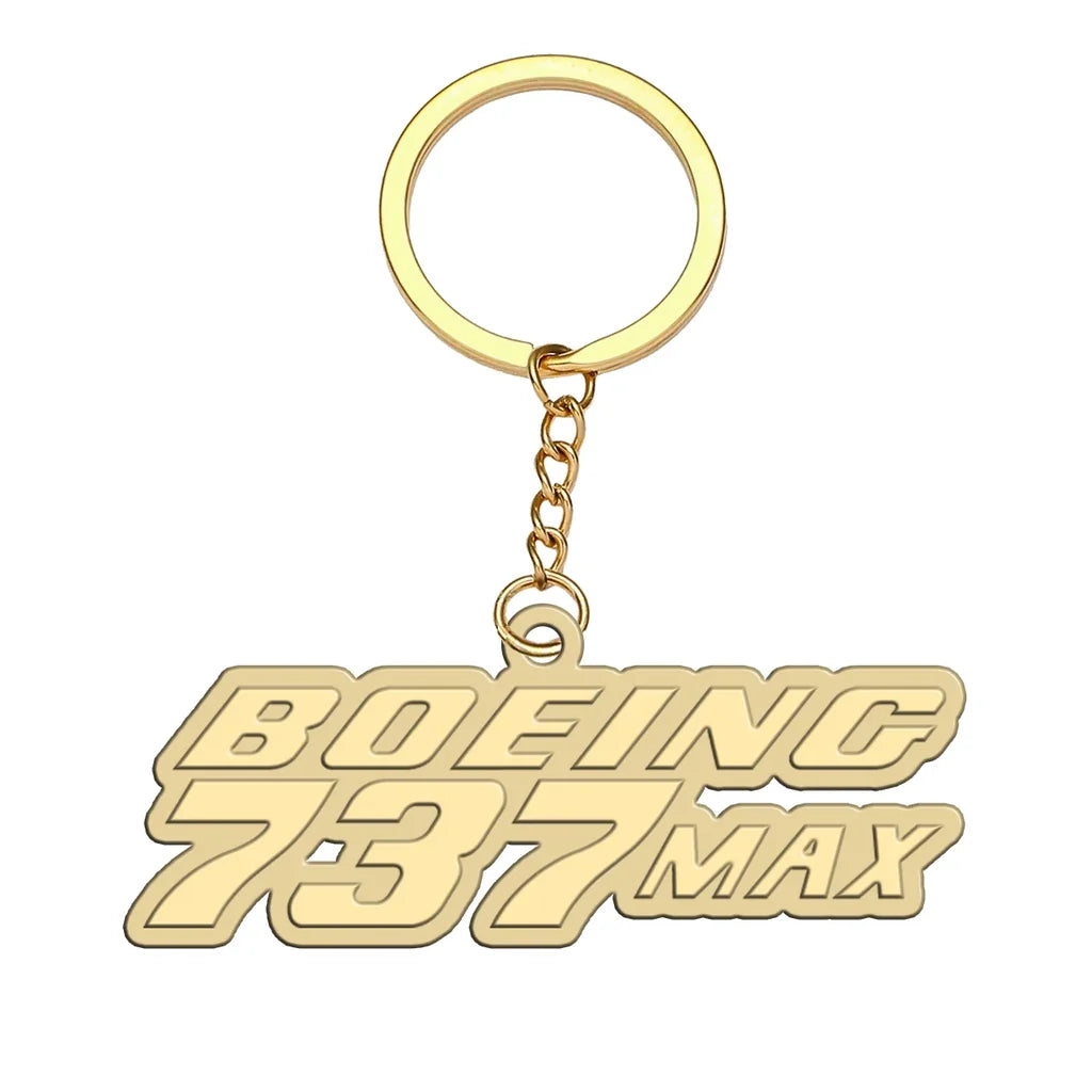 Boeing 737Max aviation hollow key chain in polished alloy.