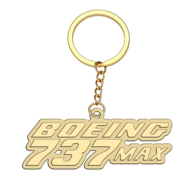 Boeing 737Max aviation hollow key chain in polished alloy.