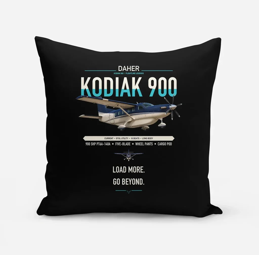 Daher Kodiak 900 design on black pillow