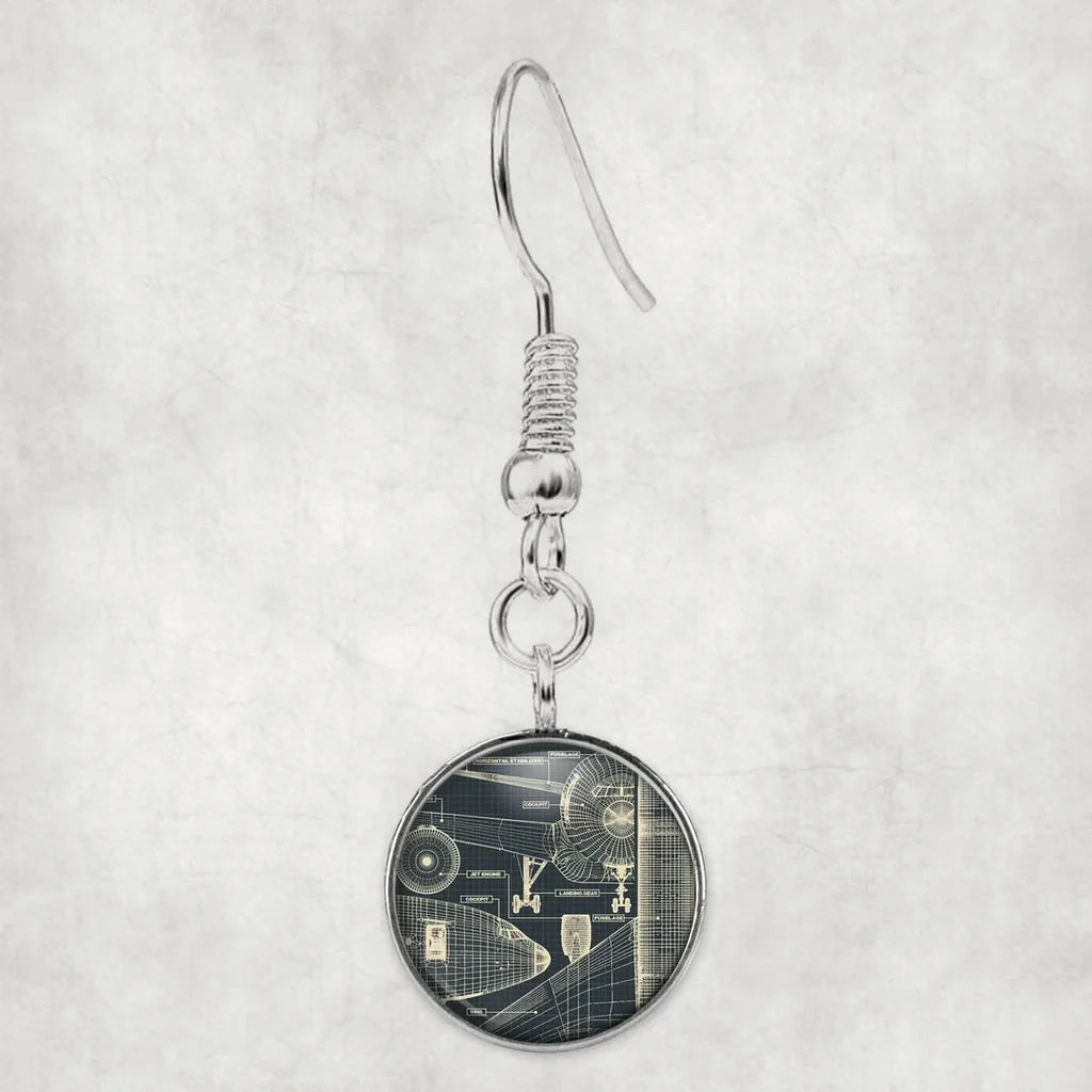 Airplanes Fuselage & Details aviation-themed earrings, polished hypoallergenic alloy.