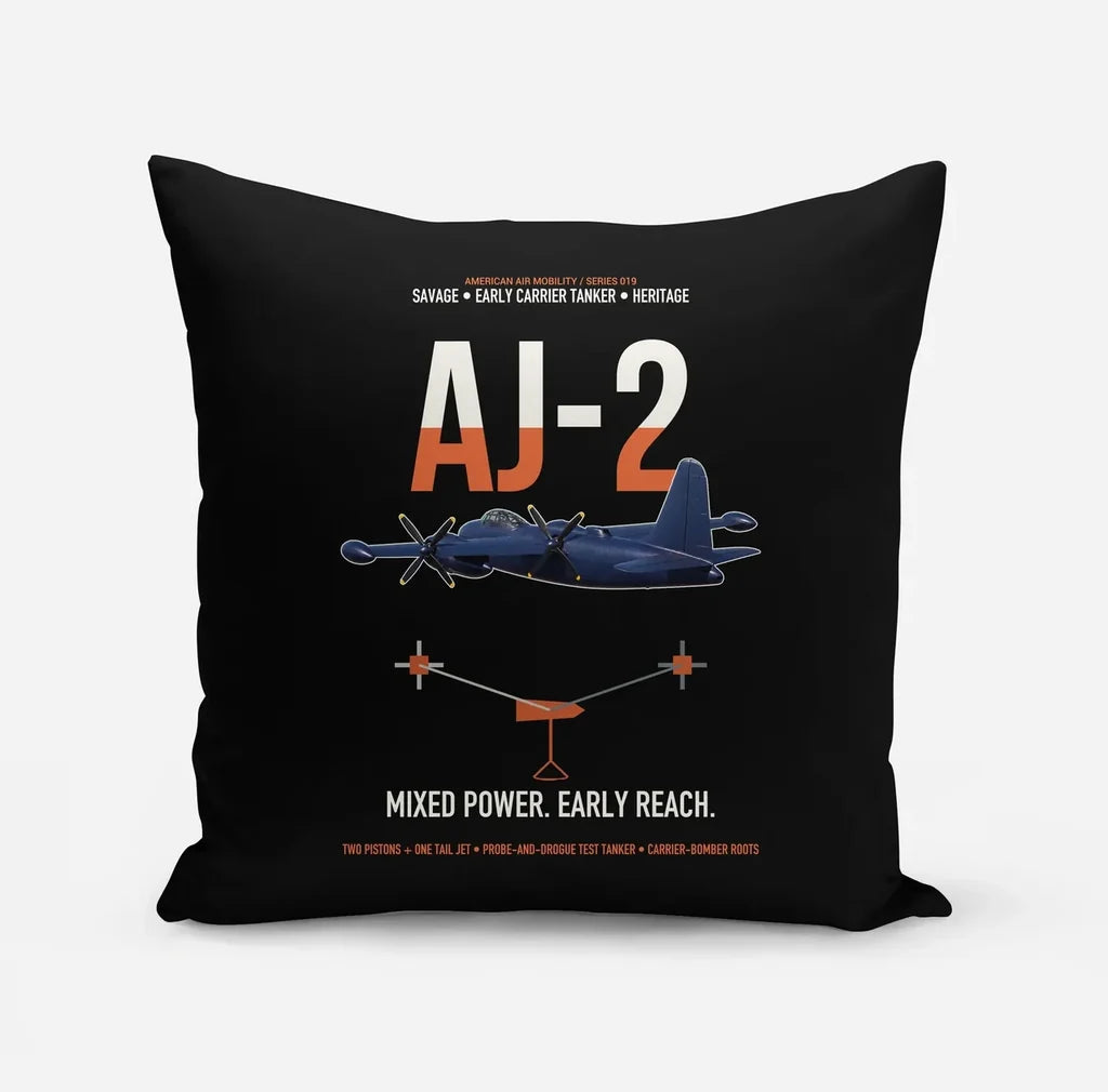 AJ-2 Savage Tanker design on black pillow