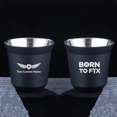 Born To Fix Airplanes aviation design on double-wall coffee mug, vacuum-insulated double-wall.