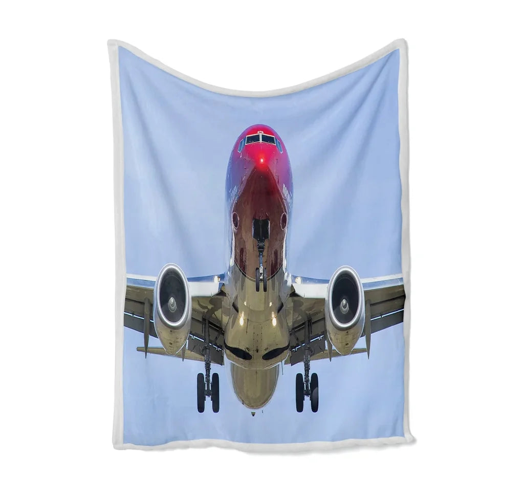Face to Face with Norwegian Boeing 737 Bed Blankets & aviation print on soft fleece blanket.