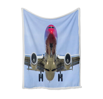 Face to Face with Norwegian Boeing 737 Bed Blankets & aviation print on soft fleece blanket.