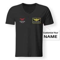 Thumbnail for Drone Pilot aviation design printed on soft cotton V-neck T-shirt.