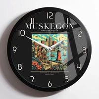 Thumbnail for MUSKEGON - Poster - Wall Clock Framed - Black