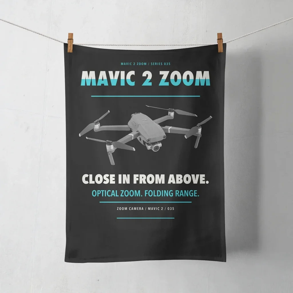 DJI Mavic 2 Zoom design on black towel