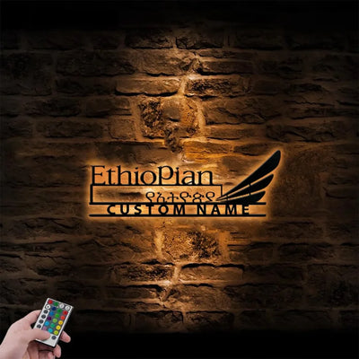Ethiopian Airlines aviation design on durable metal with LED metal wall art.