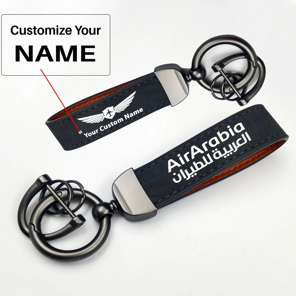 Air Arabia Horseshoe Buckle key chain, Black + Name