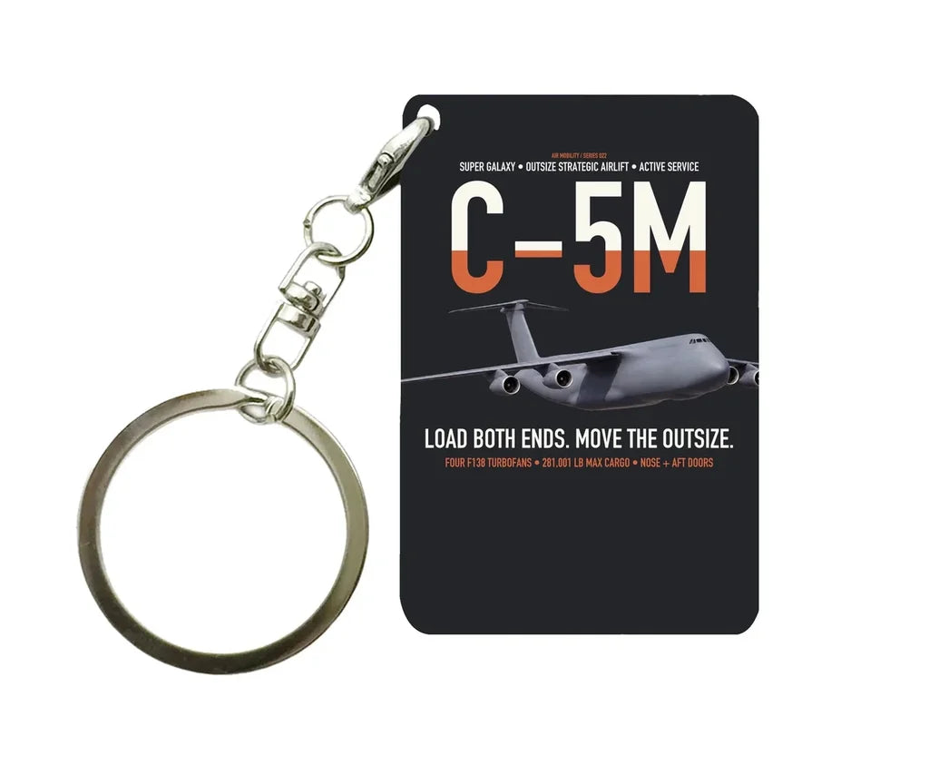 C-5M Super Galaxy design on black designed key chain, double-side print