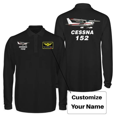 The Cessna 152 Long Sleeve Polo T-Shirts (Double-Side) aviation design printed on soft cotton long-sleeve double-side polo.