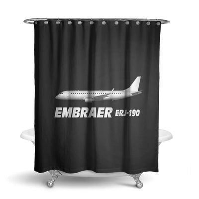 The Embraer ERJ-190 aviation design on waterproof polyester shower curtain.