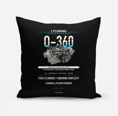 O-360 design on black pillow
