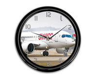 Thumbnail for Swiss Airlines Bombardier CS100 aviation themed wall clock, premium wood and metal.