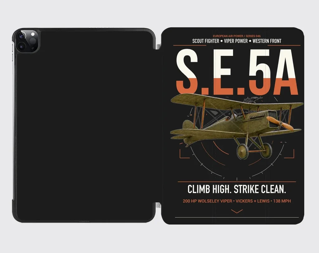 Royal Aircraft Factory S.E.5a design on black ipad tablet case