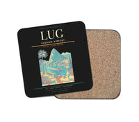Thumbnail for Lugano Airport (LUG) design on black 1 piece coaster