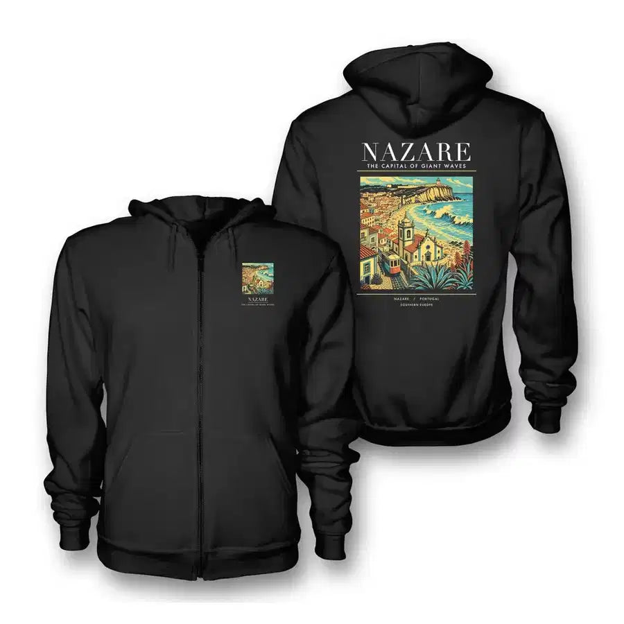 NAZARE - Poster - Zipped Hoodie - Black