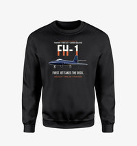 Thumbnail for FH-1 Phantom First Jet Takes the Deck design on black sweatshirt