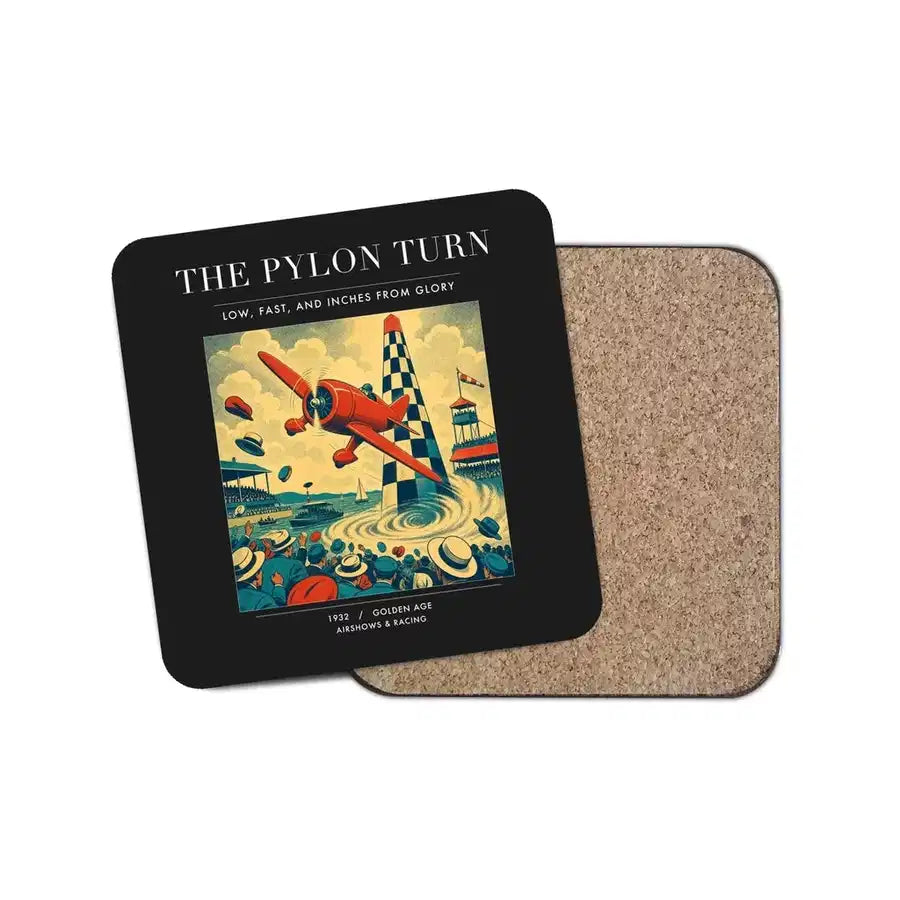 The Pylon Turn - Designed Coasters design on black 1-piece