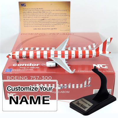 Side view of Condor Airlines Boeing 757-300 D-ABOM Airplane Model (1:400 Scale) aviation 16-18cm scale model aircraft in diec.