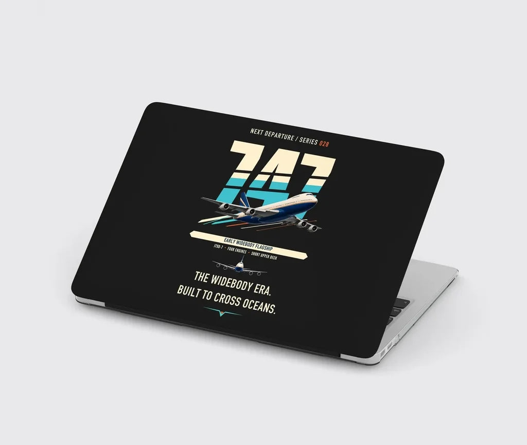 Boeing 747-200B design on black MacBook case