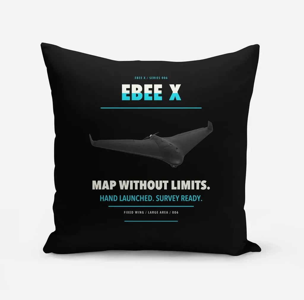 AgEagle eBee X design on black pillow