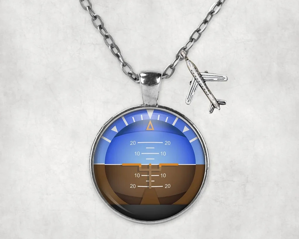 Gyro Horizon 2 aviation-themed necklace, polished stainless steel.