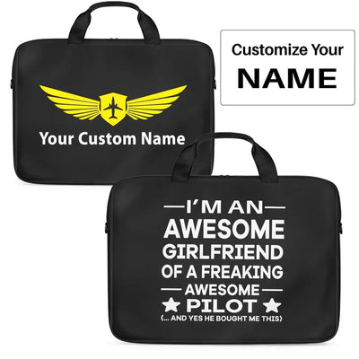 I am an Awesome Girlfriend Laptop & Tablet aviation design laptop & tablet bag, padded polyester construction.