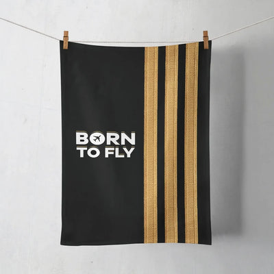 Born To Fly & Pilot Epaulettes (3 Lines) aviation design on soft absorbent cotton towel.